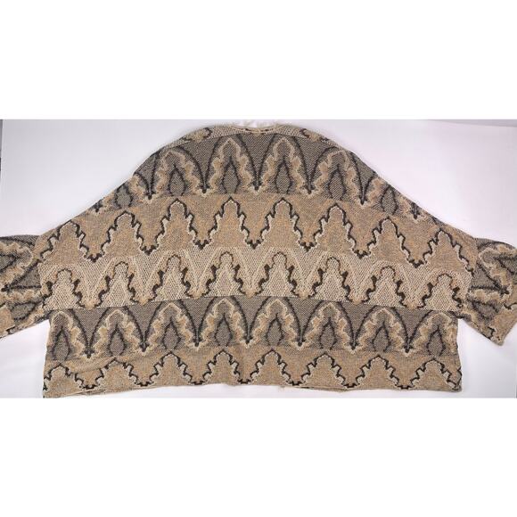 Free People Neutral Wave Pattern Open Knit Cardigan Sweater - Picture 4 of 8